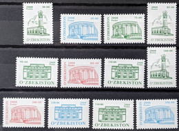 Uzbekistan, 2008, Mi 771-782, Buildings - "2008" On Stamps, 9 X Theatre, 12v, MNH - Uzbekistán