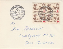 Denmark, Letter With 4 Block , Princess Margrethe, Prince Henri & Prince Frederik (baby), AFA Number DK 491, Red Cross. - Sonstige & Ohne Zuordnung