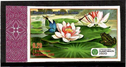 Tajikistan 2020 .  Lotus Flower International Year Of Plant Health .(Butterfly, Fleur Frog ). Imperf. 1v:6.20 - Tayikistán