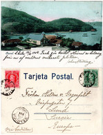 Chile 1904, 1+2 C. Colon Auf Farb-AK V. CORRAL Via Valdivia N. Schweden - Cile