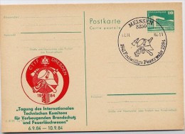 DDR P84-42b-84 C90 Postkarte Zudruck BRANDSCHUTZ UND FEUERLÖSCHWESEN DRESDEN Sost. 1984 - Privé Postkaarten - Gebruikt