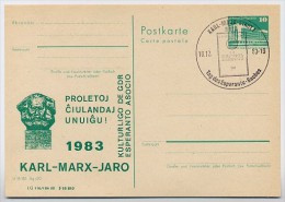 DDR P84-48-83 C54 Postkarte Zudruck ESPERANTO KARL-MARX-JAHR Sost. 1983 - Private Postcards - Used