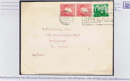 Ireland 1946 1d Perf. 15 X Imperf Experimental Coil, Vertical Pair With O'Clery ½d On Cover To England, Dublin Machine - Cartas & Documentos
