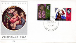 GIBRALTAR. N°201-2 De 1967 Sur Enveloppe 1er Jour. Vitrail. - Verres & Vitraux