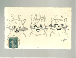 3 Chats En Noir Et Blanc Illustrée Signée Jéga Pas D'éditeur  émotions - Cats