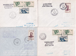 1953/1954 - MADAGASCAR / AUTOMOBILES  - 4 ENVELOPPES Des CIRCUITS Et RALLYES AUTO ! - Covers & Documents