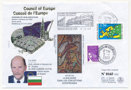 FRANCE - OMEC Strasbourg Conseil Eur. 3/4/2003 S/ 2,30 Carte Europe - Siméon De Saxe Coburg Gotha (Bulgarie) - Cartas & Documentos