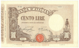 100 LIRE BARBETTI GRANDE B MATRICE LATERALE TESTINA FASCIO 11/06/1930 SPL/SPL+ - Regno D'Italia – Autres