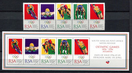 RC 20875 AFRIQUE DU SUD N° 907 / 911 SPORT JEUX OLYMPIQUES D' ATLANTA TIMBRES + BLOC NON DENTELÉ NEUF ** MNH - Ongebruikt