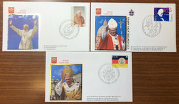Lotto 3 Buste Primo Giorno Giovanni Paolo II° Benedetto XVI° - Brieven En Documenten