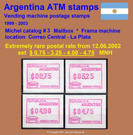 1999 Argentina Argentinien ATM 3 / RARE Postal Rate Set From 12.6.2002 MNH / FRAMA Automatenmarken Automatici - Frankeervignetten (Frama)