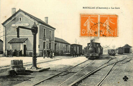 Rouillac * Vue Sur La Gare * Train Locomotive * Ligne Chemin De Fer De Charente - Rouillac