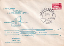 A2994 - Inaugurarea Canalului Dunare-Marea Neagra, Port De Asteptare, Agigea 1984, Constanta Romania Posta Romana - Covers & Documents