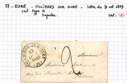 27 - Eure  -(26)  - TILLIERES SUR AVRE -  (Voir Descriptif De La Vente Avec Photo Du Scan) - 1801-1848: Précurseurs XIX