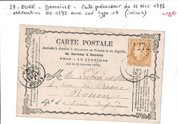 27 - Eure  -(26)  -  DAMVILLE - Carte Precurseur (Voir Descriptif De La Vente Avec Photo Du Scan) - 1849-1876: Classic Period