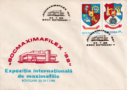 A3027 - Expozitia Internationala Maximafilie, Botosani, Targu Jiu 1988 Republica Socialista Romania Posta Romana - Cartas & Documentos