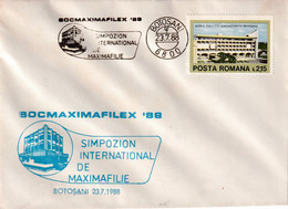 A3028 -  SOCMAXIMAFILEX, Simpozion International Botosani, Targu Jiu 1988 Republica Socialista Romania Posta Romana - Lettres & Documents