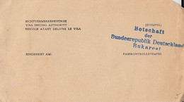 VISA CARD REGISTRATION FORM, GERMAN EMBASSY IN BUCHAREST INK STAMP, ABOUT 1970, ROMANIA - 1950 - ...