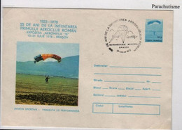 Parachutisme, Roumanie, Entier-postal, Oblitération Temporaire, Brasov 16 Juillet 1978 Postal Stationery - Paracaidismo