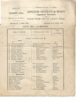 M13 /  Concours De DESSIN  ECOLE PRIMAIRE 1916  Lauréates DEPARTEMENT DE LA SEINE PARIS  EXAMENS - Décrets & Lois