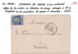 30 - Gard -(29)  - NIMES  - Demande De Grasse D'un Condanné  (Voir Descriptif De La Vente Avec Photo Du Scan) - 1849-1876: Periodo Clásico