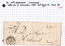 31 - Haute Garonne  -(30)  - TOULOUSE -   (Voir Descriptif De La Vente Avec Photo Du Scan) - 1849-1876: Classic Period