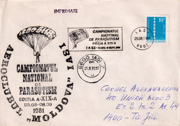 A3081 -  Aeroclubul "Moldova" Iasi, Campionatul National De Parasutism 1981, Iasi 1981 Romania - Covers & Documents