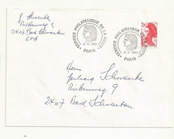 CACHET PROVISOIRE SERVICE PHILATELIQUE DE LA POSTE 21/11/1988 - Temporary Postmarks