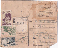 AOF - SENEGAL - 1948 - CARTE COLIS 2Kg CHOCOLAT RECOMMANDEE De THIES Avec DOUANE => MOULINS - Lettres & Documents
