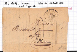 32 - Gers  -(31)  - GIMONT - (Voir Descriptif De La Vente Avec Photo Du Scan) - 1801-1848: Vorläufer XIX