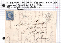 33 - Gironde -(32)  -LA REOLE  - Obl PC 3114 (Voir Descriptif De La Vente Avec Photo Du Scan) - 1849-1876: Periodo Classico