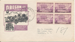 USA FDC Lewiston 14-7-1936 In Block Of 4 OREGON Hundred Year Anniversary Of First Settlements With Cachet - 1851-1940