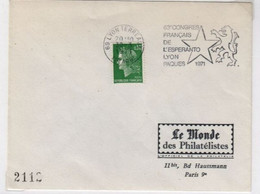 Esperanto, 63° Congrès, Lyon Terreaux, Pâques 1971, Flamme Du 30 Mars 1971 - Esperanto