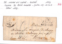 37- Indre Et Loire -(36)- BLERE - Cursive 36 Bléré -Amboise-indice18 (Voir Descriptif De La Vente Avec Photo Du Scan)  - - 1801-1848: Précurseurs XIX