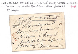 37- Indre Et Loire -(36)- NEUILLE PONT PIERRE -cursive  (Voir Descriptif De La Vente Avec Photo Du Scan)  - - 1801-1848: Precursores XIX