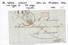 38- Isère -(37)- VOIRON - (Voir Descriptif De La Vente Avec Photo Du Scan)  - - 1801-1848: Precursores XIX