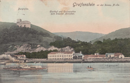 AK - GREIFENSTEIN A/d Donau - Burgruine - Gasthof "zum Braunen Hirschen" Mit Dampfer 1913 - Tulln