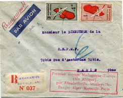 MADAGASCAR LETTRE PAR AVION AVEC CACHET "PREMIER VOYAGE MADAGASCAR - EUROPE......" DEPART TANANARIVE-TSARALALANA ? ? ?.. - Altri & Non Classificati