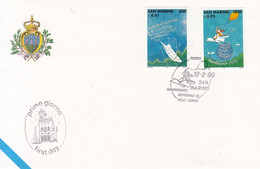 San Marino-12/2/199-Championnat Du Monde De Vol Libre En Delteplane-timbres 1603 Et 1604 - Covers & Documents