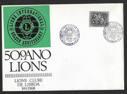 1968 - FDC - Lisbon - Figueira Da Foz - Lions International Golden Anniversary - FDC