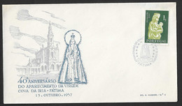 1957 - FDC - Portugal - Fatima - 40th Anniversary Of The Virgin's Appearance  - Cova Da Iria - Fátima - FDC