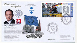 Env  Affr Ciappa / Ecopli Sur Porte-timbre Centenaire 1914/1918 Présidents Macron Et Steinmeir Harmannsvillerkopf - 2017 - 2013-2018 Marianne Van Ciappa-Kawena
