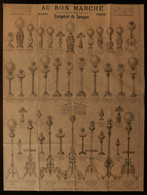( Arts Décoratifs ) Affiche / Catalogue LAMPES à PÉTROLE AU BON MARCHÉ Maison Arisitide BOUCICAUT Fin XIXe - 1800 – 1899