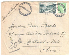 PARIS 43 R Littre Lettre Pneumatique Dest Montreuil 40 F Vallée Meuse 5 F Gandon Vert Yv 809 842A Ob 9 10 1950 - Cartas & Documentos