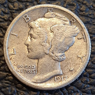 United States  One Dime 1917 (without Letter) - 1916-1945: Mercury (Mercure)