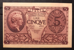 5 LIRE LUOGOTENENZA ATENA ELMATA 1944 Ventura Q.FDS LOTTO 3431 - Italia – 5 Lire