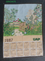 LINGE DE MAISON - TORCHON CALENDRIER 1987 - PETIT VILLAGE ET SON CLOCHER - Autres & Non Classés