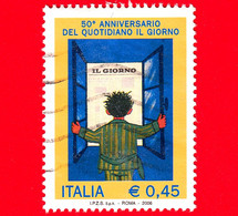 ITALIA - Usato - 2006 - 50º Anniversario Del Quotidiano "Il Giorno" - Manifesto Del Quotidiano - 0,45 - 2001-10: Used