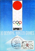 ► SAPPORO 札幌  - 1972 Winter Olympics Jeux Olympiques - Maximum Card  (PARIS 0.90 Cent.) - Maximumkaarten