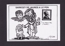 CPM Johnny Hallyday Par Jihel Tirage Limité Signé En 100 Ex. Numérotés Satirique Sarkozy Le Pen JAURES - Zangers En Musicus